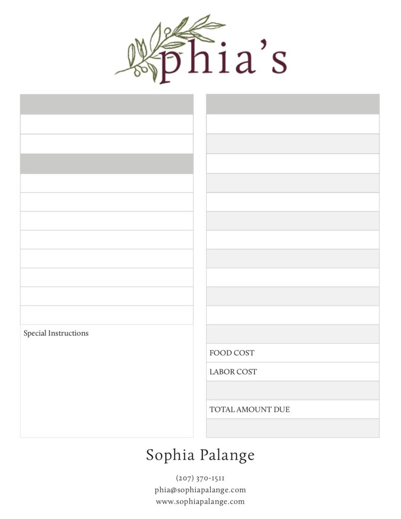 Phia's Invoice